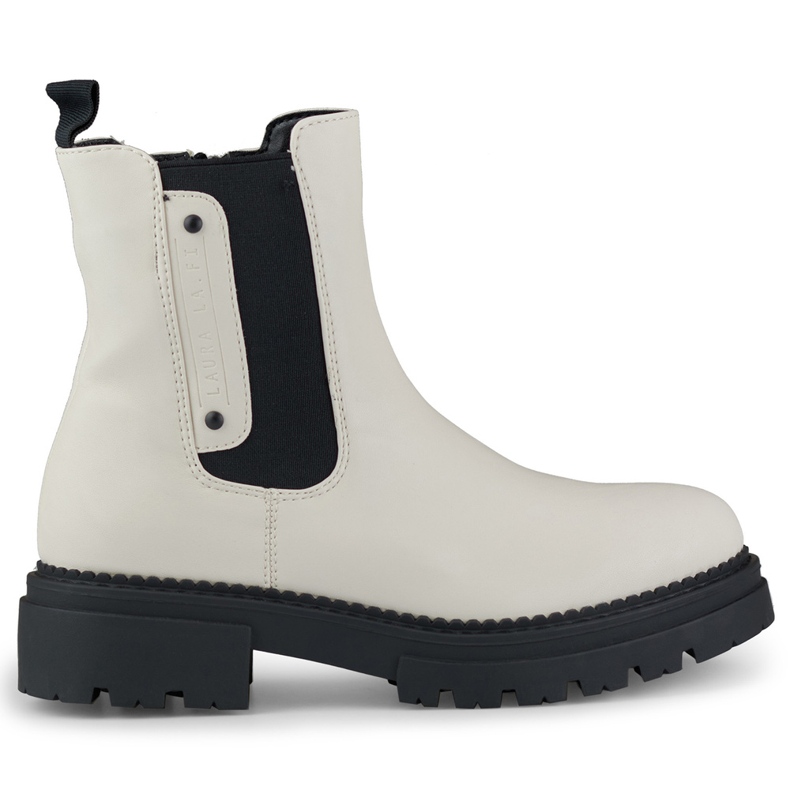 Cizme Chelsea de dama bej deschis cu talpa groasa