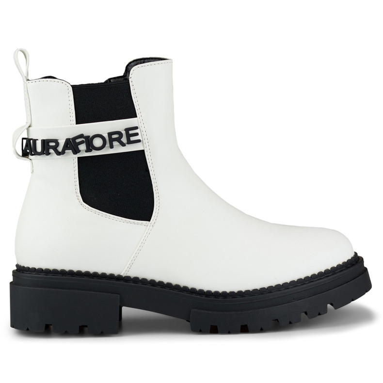 Cizme albe de dama din piele ecologica cu inscriptie decorativa