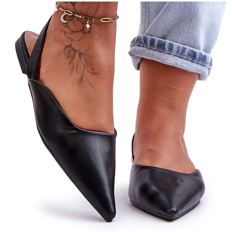 Balerine negre din piele ecologică pentru femei negru