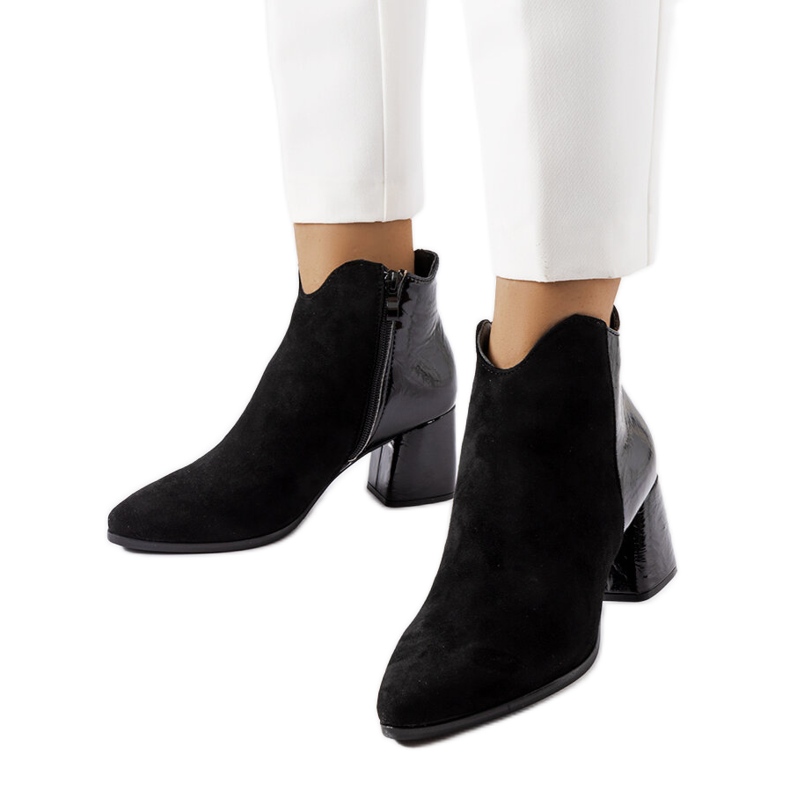 Cizme negre din piele intoarsa termoizolata Riia negru Cizme negre din piele intoarsa termoizolata Riia negru