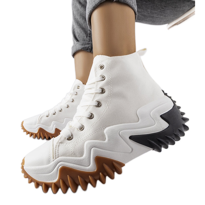 Adidasi sport albi cu talpa groasa de la Toro