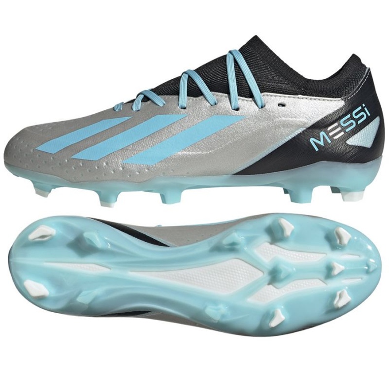 Pantofi de fotbal Adidas X Crazyfast Messi.3 Fg M IE4078 argint nuanțe de gri Pantofi de fotbal Adidas X Crazyfast Messi.3 Fg M IE4078 argint nuanțe de gri