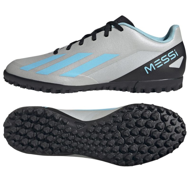 Pantofi de fotbal Adidas X Crazyfast Messi.4 Tf M IE4069 gri nuanțe de gri Pantofi de fotbal Adidas X Crazyfast Messi.4 Tf M IE4069 gri nuanțe de gri