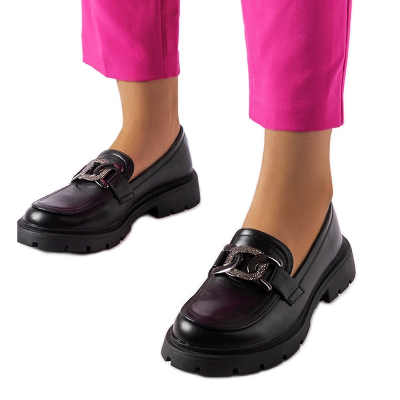 Mocasini negri eleganti cu strasuri de la Mories negru