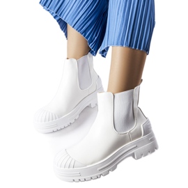 Inna Cizme de muncitori albe cu inserții de cauciuc de la Lange