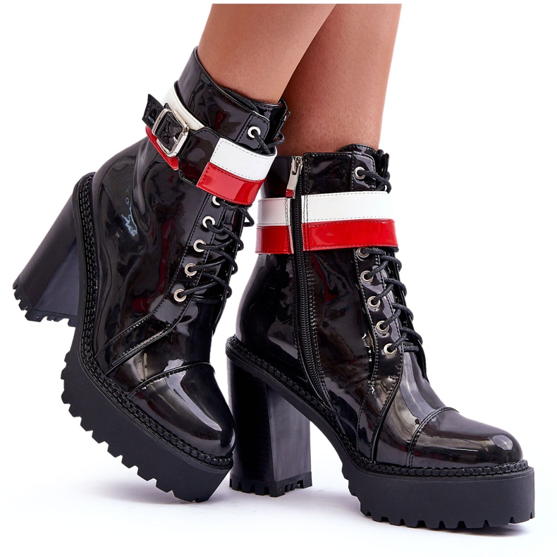 Cizme cu toc înalt din piele Adrijana Negru