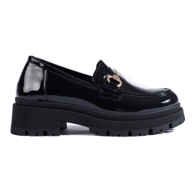 Mocasini Shelovet din piele lacuita cu talpa groasa negru Mocasini Shelovet din piele lacuita cu talpa groasa negru