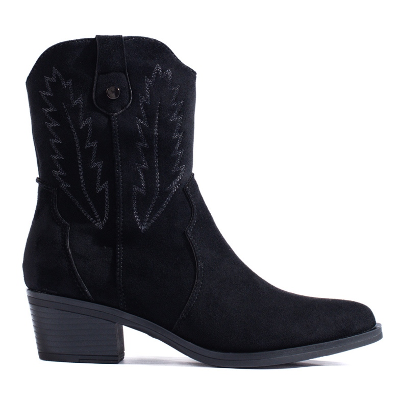 Cizme cowboy din piele intoarsa neagra Shelovet negru