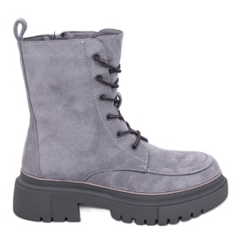 Cizme de piele intoarsa Roisin Grey gri