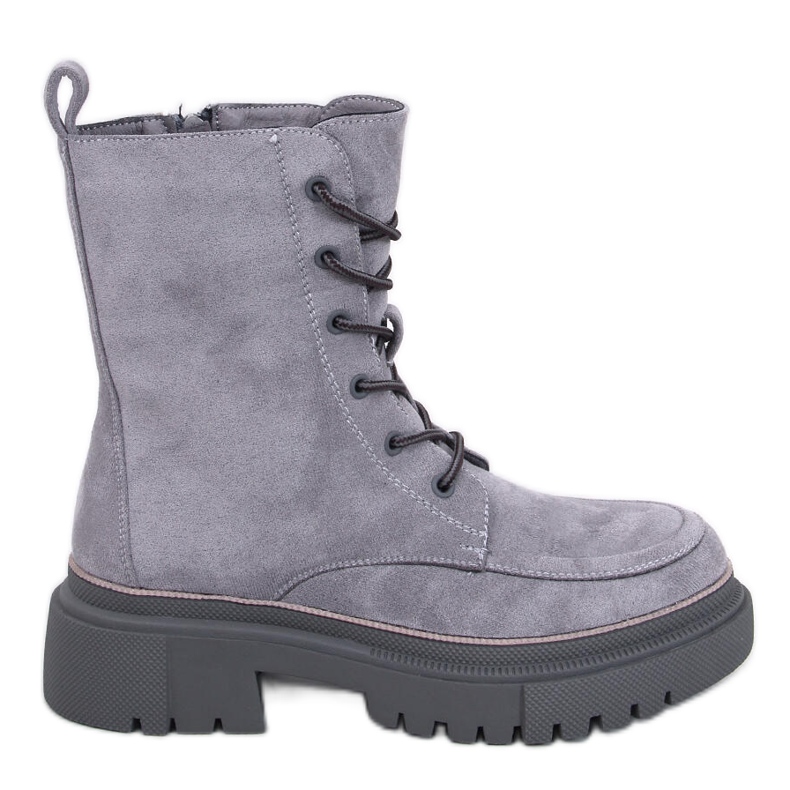 Cizme de piele intoarsa Roisin Grey gri