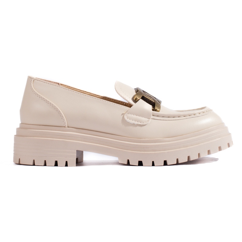 Mocasini de damă bej pe o platformă groasă Shelovet