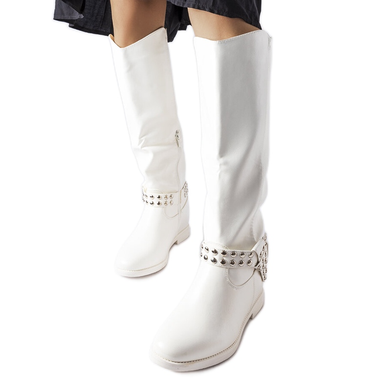 Cizme cu pană acoperite cu Argentano albe