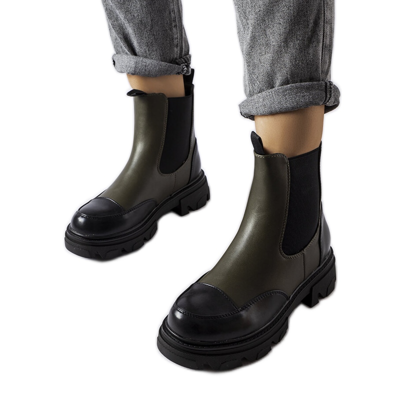 Inna Cizme slip-on negre și verzi de la Albany verde