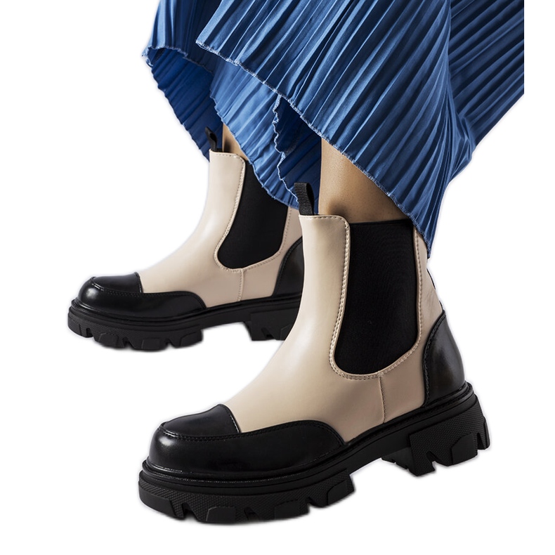 Inna Cizme slip-on negre și bej de la Albany