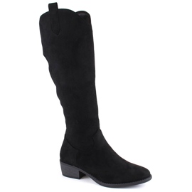 Cizme izolate dama piele intoarsa neagra Jezzi RMR2353-4 negru
