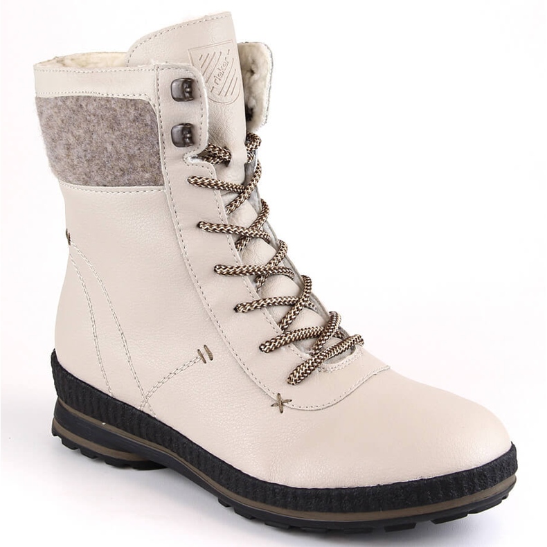 Cizme de dama confortabile din piele izolate bej Rieker Z2405-60 Cizme de dama confortabile din piele izolate bej Rieker Z2405-60