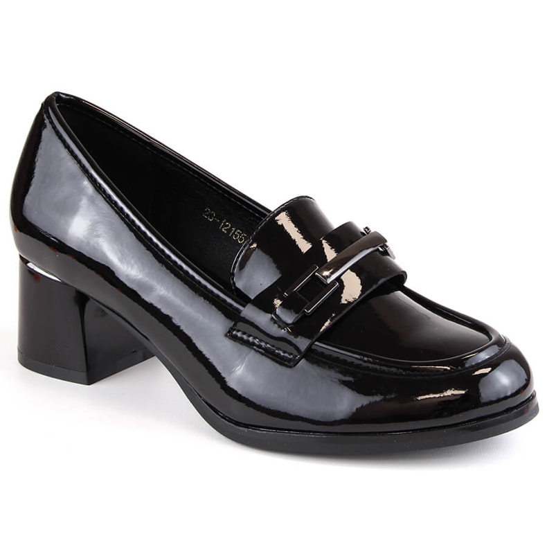Mocasini de dama lacuiti pe tocuri inalte Potocki negru SZ12155