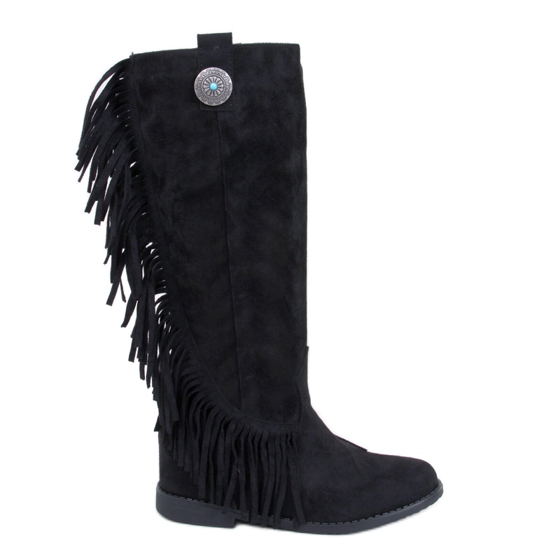 Cizme cu franjuri cu pană ascunse de la Brien Black negru