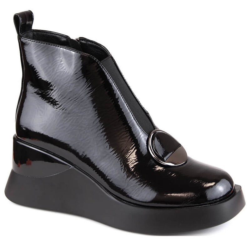 Cizme negre de damă cu pană D&amp;A S.Barski Premium Collection MR870-36 negru