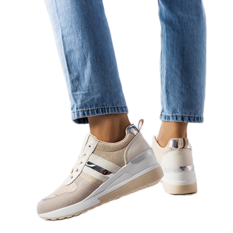 Inna Tenisi tip wedge bej și argintiu de la Titusville