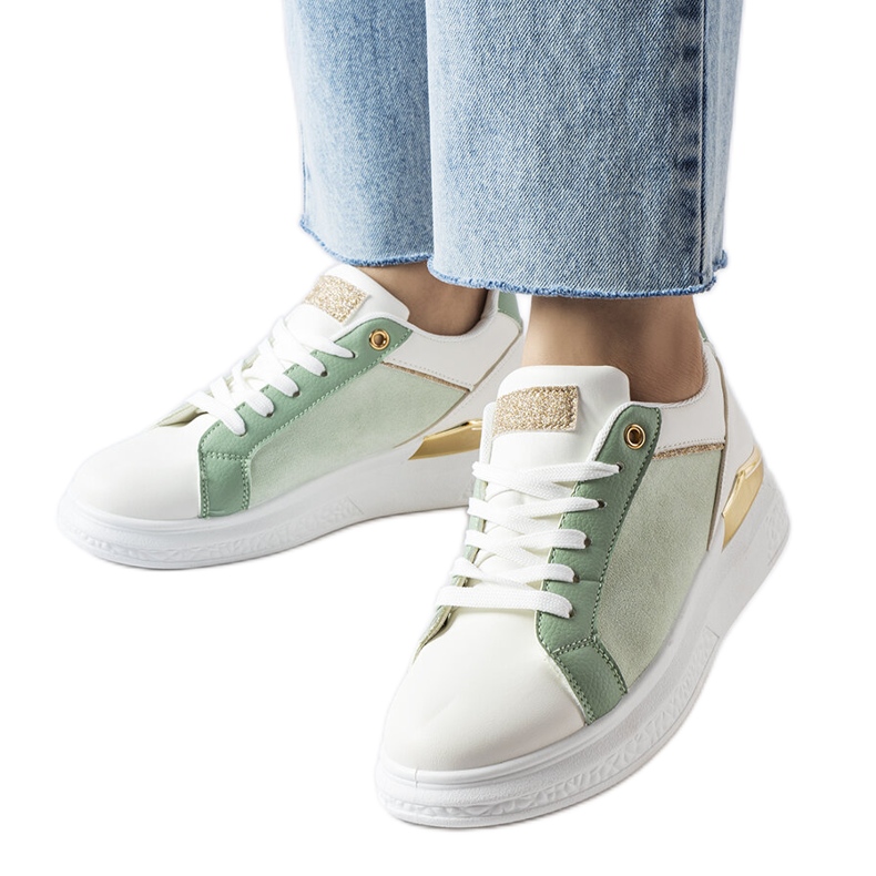 Inna Pantofi albi și verzi cu accent auriu de la Palais