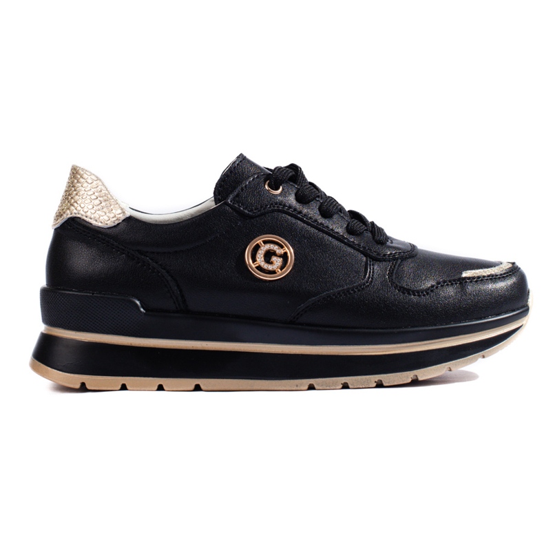 Tenisori cu platformă din piele neagră de la Shelovet negru