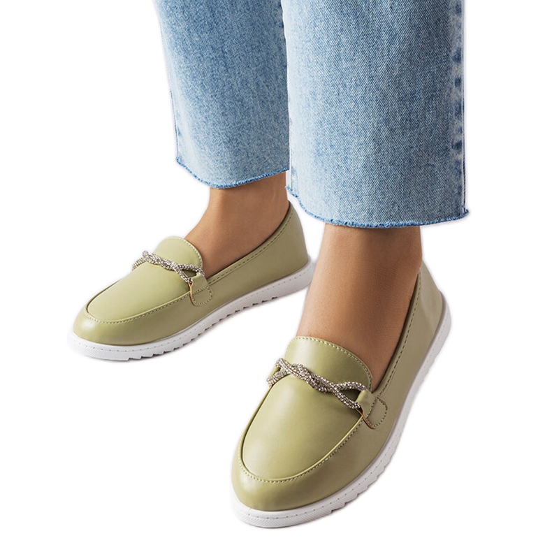 Mocasini verzi cu strasuri de la Paola verde