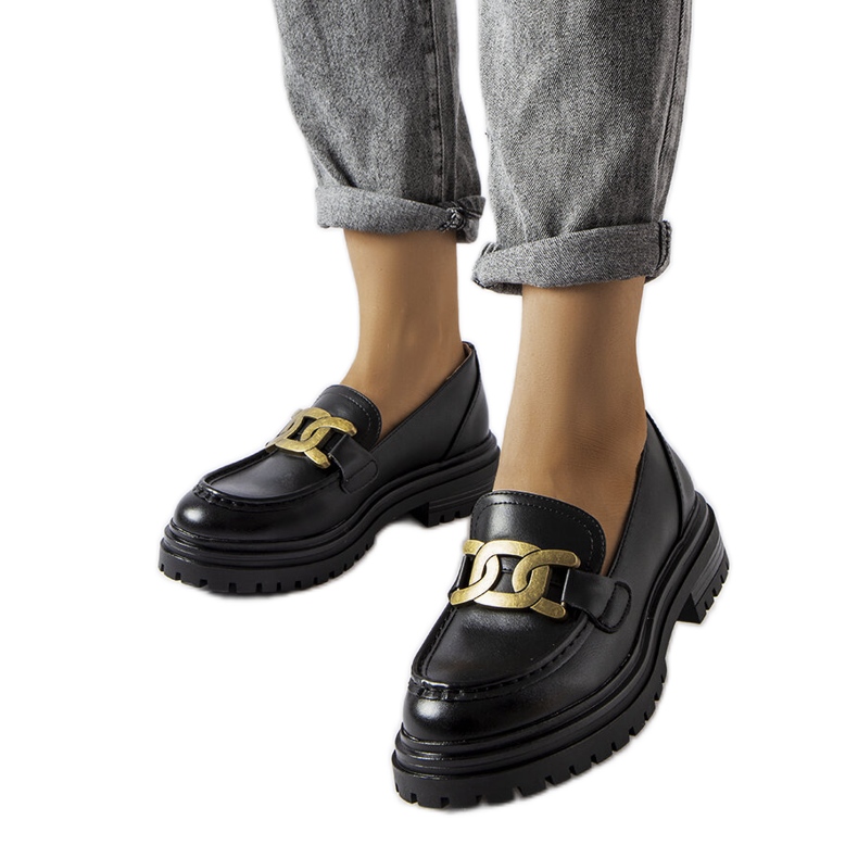 Mocasini negri decorati cu catarama Schlanders negru