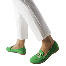Mocasini verzi cu catarama aurie de la Magliano verde