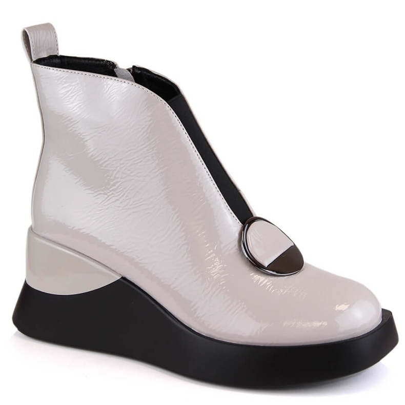 Cizme cu pană gri de damă D&amp;A S.Barski Premium Collection MR870-36