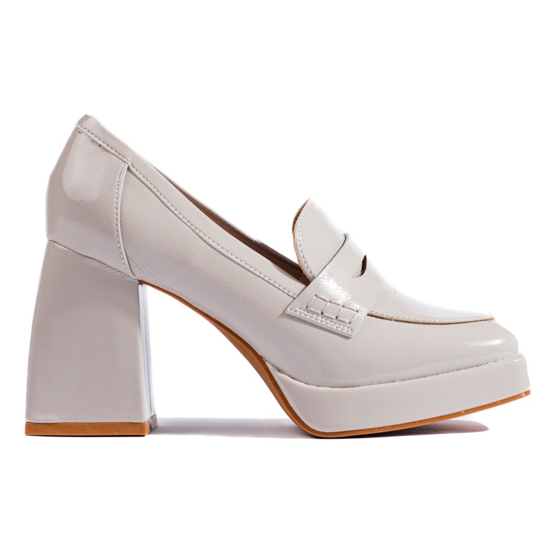 Pantofi cu toc înalt din piele lăcuită Shelovet, de culoare gri deschis Pantofi cu toc înalt din piele lăcuită Shelovet, de culoare gri deschis