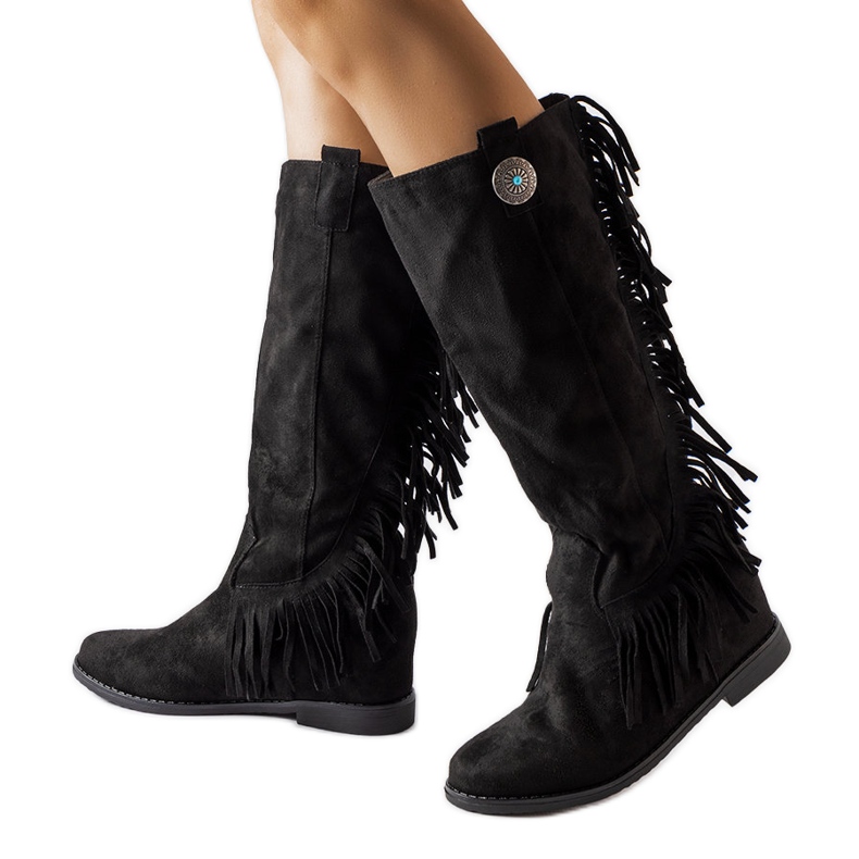 Cizme cu pană acoperite negre de la Lecore negru Cizme cu pană acoperite negre de la Lecore negru