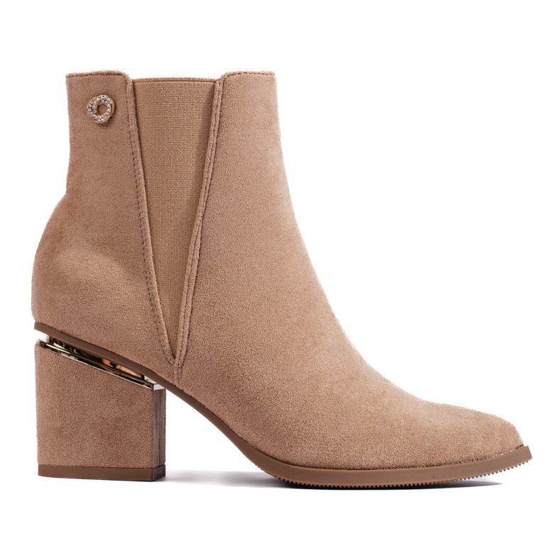 Botine de dama de piele intoarsa bej Shelovet