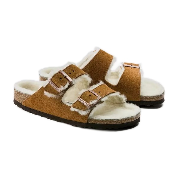 Slapi Birkenstock Arizona Shearling Mink W 1001135 maro