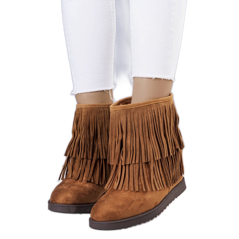 Botine maro cu franjuri de la Rivière Botine maro cu franjuri de la Rivière