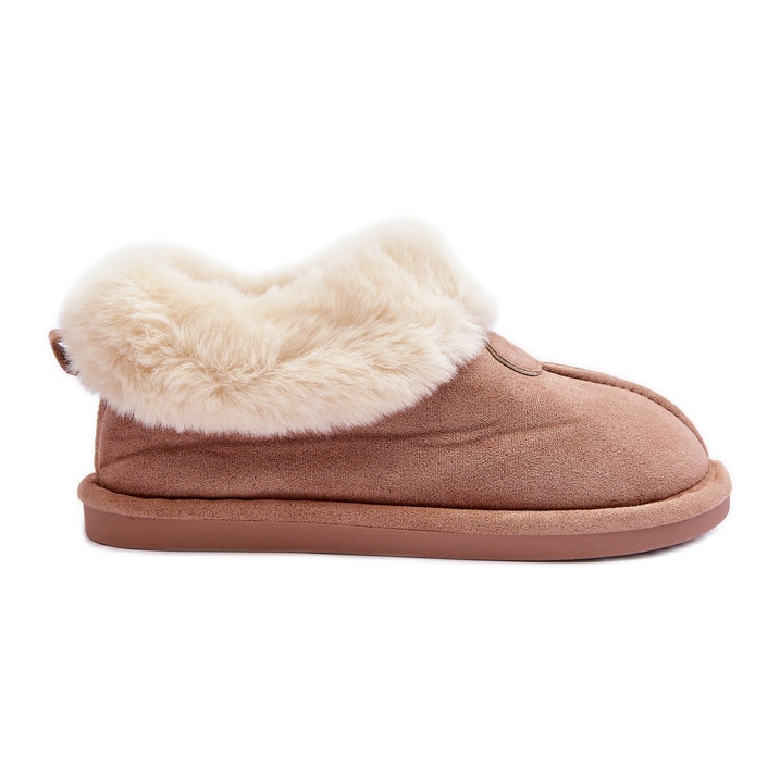 FB3 Papuci De Damă Bej Lanoze Cu Blană