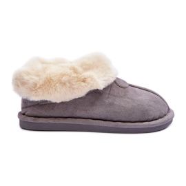 FB3 Papuci De Dama Cu Blana, Lanoze Gri