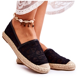 S.Barski Espadrile ajurate clasice pentru femei, negru S.Barski Espadrile ajurate clasice pentru femei, negru