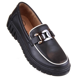 Pantofi de dama din piele neagra pe platforma cu lant, Filippo DP4728 negru