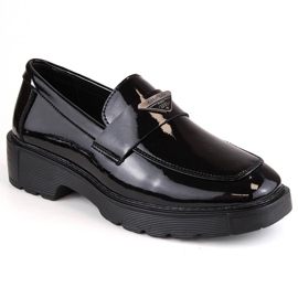 Pantofi slip-on dama din piele lacuita neagra Filippo DP4710 negru