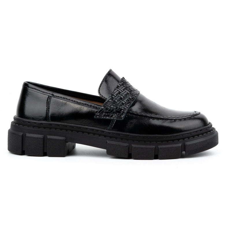 WASAK Pantofi slip-on dama din piele 0706, negri, cu talpa groasa negru