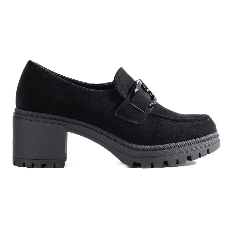 Pantofi cu toc din piele intoarsa neagra de la Vinceza negru
