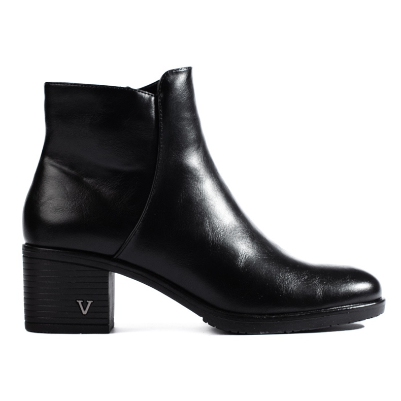 Botine clasice negre cu toc de la Vinceza negru