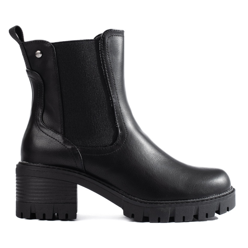Cizme Chelsea izolate negre Vinceza cu toc inalt negru