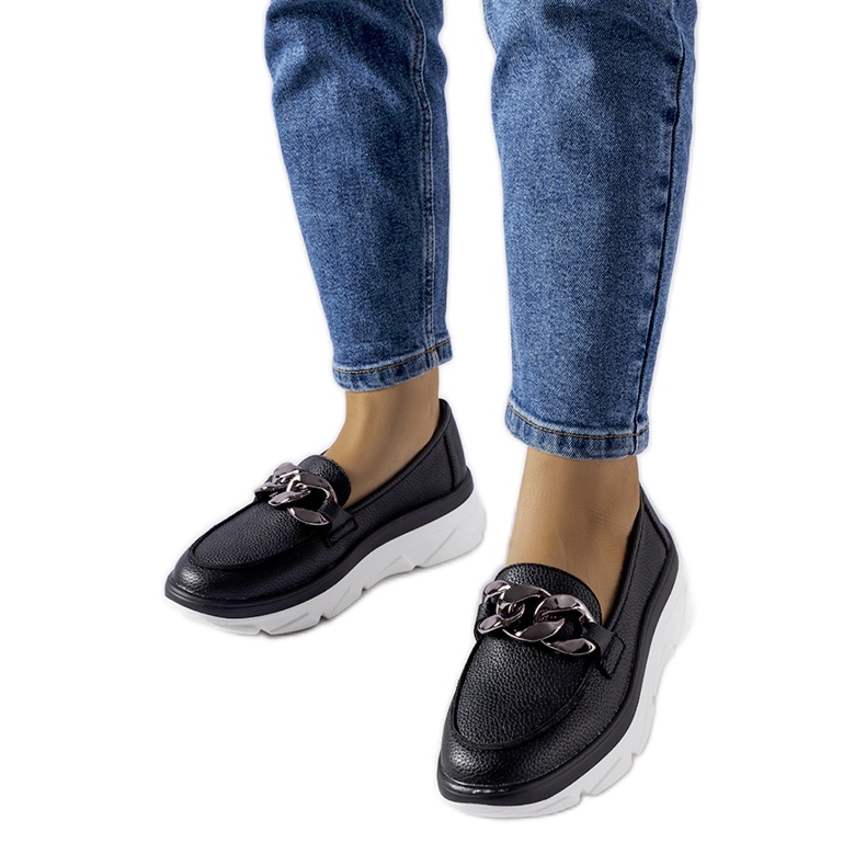 Mocasini negri cu lant Vinceza negru