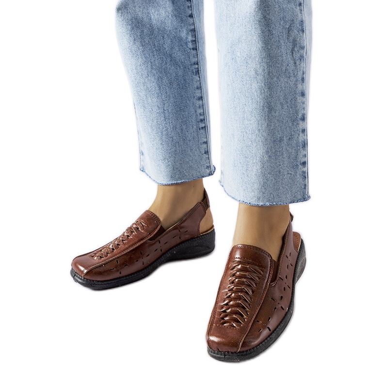 Sandale maro ajurate de la Glafi