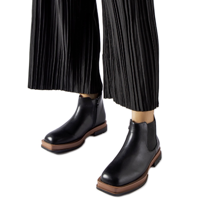 Cizme plate joase negre Tarquinia negru Cizme plate joase negre Tarquinia negru