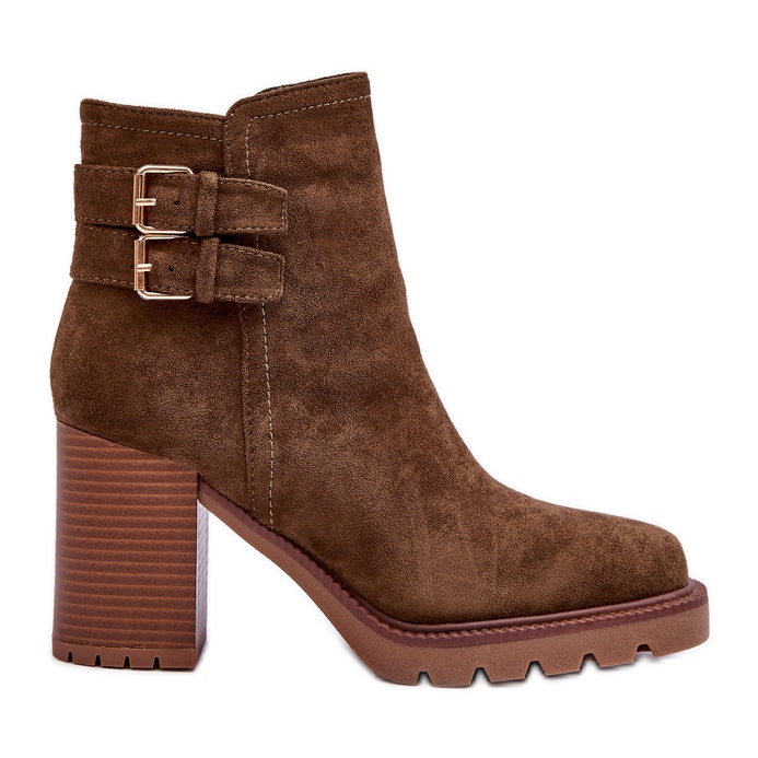 Cizme din piele intoarsa cu toc inalt Olive Makeline maro Cizme din piele intoarsa cu toc inalt Olive Makeline maro