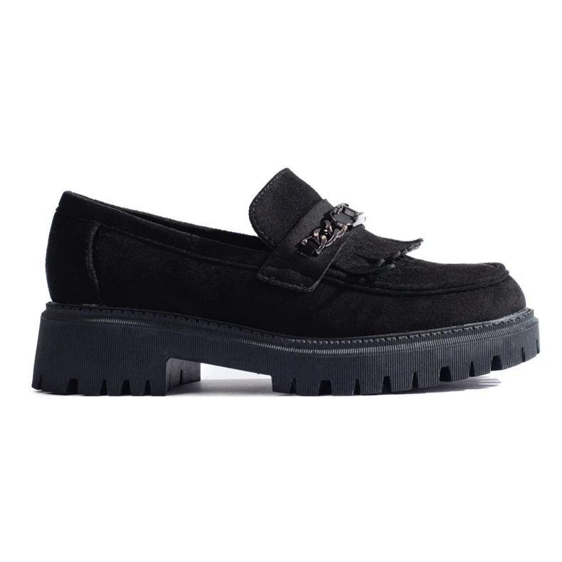Mocasini de dama de piele intoarsa neagra Shelovet negru