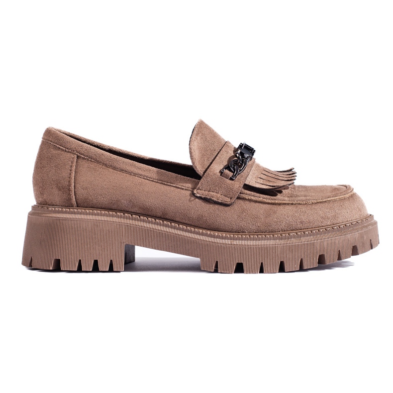 Mocasini de dama de piele intoarsa bej de la Shelovet